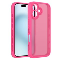 For iPhone 16 Case PC+TPU Translucent Matte Skin-Feel Phone Case Heat Dissipation - Rose