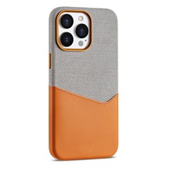 For iPhone 16 Pro Max Case Compatible with MagSafe Leather+PC Color Splicing Phone Cover with Card Slot - Orange