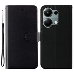 For Xiaomi Redmi Note 13 Pro 4G / Poco M6 Pro 4G Case PU Leather Flip Phone Cover Wallet Card Slot Holder - Black
