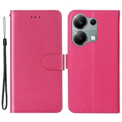 For Xiaomi Redmi Note 13 Pro 4G / Poco M6 Pro 4G Case PU Leather Flip Phone Cover Wallet Card Slot Holder - Rose