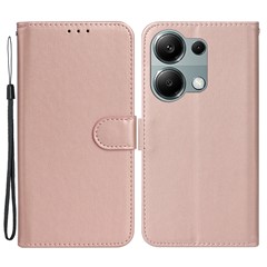 For Xiaomi Redmi Note 13 Pro 4G / Poco M6 Pro 4G Case PU Leather Flip Phone Cover Wallet Card Slot Holder - Rose Gold