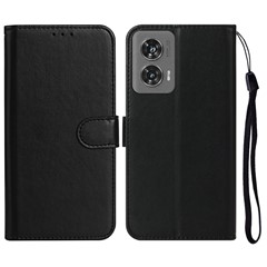 For Motorola Edge 50 Fusion 5G Case PU Leather Flip Phone Cover Wallet Card Slot Holder - Black