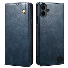 For Nothing CMF Phone 1 Case Crazy Horse Texture Waxy Leather Wallet Stand Cover - Blue