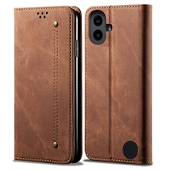 For Nothing CMF Phone 1 Case Jeans Cloth Texture Anti-Scratch Leather Stand Phone Cover - Coffee