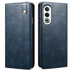 For Oppo K12x 5G (India) Case Crazy Horse Texture Waxy Leather Wallet Stand Cover - Blue