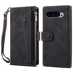 ESEBLE Star Series For Google Pixel 9 Pro  /  Pixel 9 Case Zipper Wallet Leather Stand Phone Cover - Black