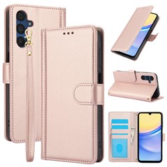 SY-003 For Samsung Galaxy A25 5G (Global) (161.0 x 76.5 x 8.3mm) Case PU Leather Phone Wallet Cover with Hand Strap - Pink
