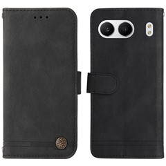 For OnePlus Nord 4 Leather Wallet Cases Skin Touch Phone Cover Stand with Strap - Black