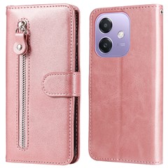 For Oppo A5x 5G / A3x 4G / A3x 5G (India) Case Zipper Wallet Calf Texture PU Leather Phone Cover - Pink
