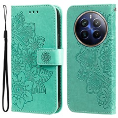 For Realme 13 Pro 5G (Global) / 13 Pro+ 5G (Global) / P1 Pro 5G / 12 Pro+ 5G / 12 Pro 5G Case Floral PU Leather Wallet Stand Phone Cover - Green