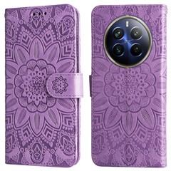 For Realme 13 Pro 5G (Global) / 13 Pro+ 5G (Global) / P1 Pro 5G / 12 Pro+ 5G / 12 Pro 5G Case Sunflower Imprint Leather Wallet Phone Cover - Purple