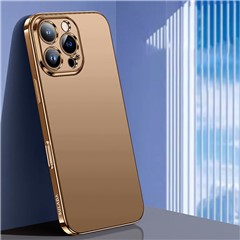 SULADA For iPhone 16 Pro Case Electroplated AG Matte Anti-Fingerprint TPU Phone Cover - Gold