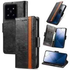 For Xiaomi 14T Phone Cases CASENEO PU Leather Cover Stand with RFID Blocking Wallet - Black