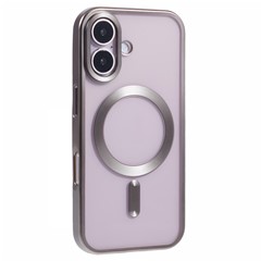 For iPhone 16 Plus Case Matte Electroplating Phone Cover Compatible with MagSafe - Titanium Grey