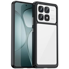 For Xiaomi Redmi K70 Ultra Shockproof Case TPU +Acrylic Protective Clear Phone Cover - Black