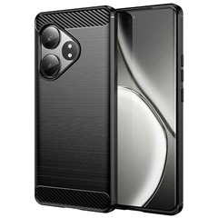 For Realme GT Neo6 5G / GT 6T 5G /  GT 6 5G Case Carbon Fiber Texture TPU Brushed Phone Cover - Black