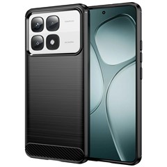 For Xiaomi Redmi K70 Ultra Case Carbon Fiber Texture TPU Brushed Phone Cover - Black