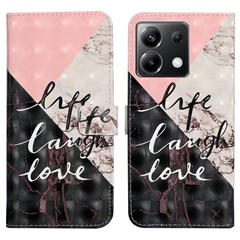 For Xiaomi Poco X6 5G / Redmi Note 13 Pro 5G Case 3D Creative Pattern PU Leather Stand Phone Cover - Tri-Color Marble