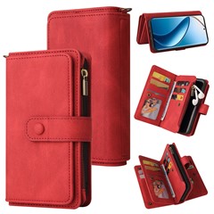 For Realme 13 Pro 5G (Global) / 13 Pro+ 5G (Global) / P1 Pro 5G / 12 Pro 5G / 12 Pro+ 5G Phone Case Zipper Wallet Leather Stand Cover - Red