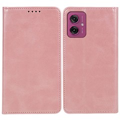 For Motorola Moto G55 5G Case Strong Magnetic PU Leather Phone Cover Calf Texture - Rose Gold