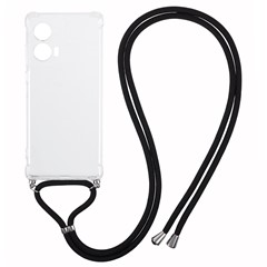 For Motorola Edge 50 Fusion 5G Case Reinforced Corner TPU Clear Phone Cover with Lanyard