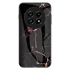 For Realme 13 Pro 5G (Global) / 13 Pro+ 5G (Global) Case Marble Pattern Tempered Glass + PC + TPU Protective Phone Cover - Gold Black Marble