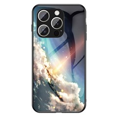 For iPhone 16 Pro Case Starry Sky Pattern Tempered Glass Phone Cover - Bright Starry Sky