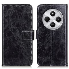 For Xiaomi Poco C75 4G / Redmi 14R 5G / 14C 4G Case Crazy Horse Texture Leather Phone Wallet Cover - Black