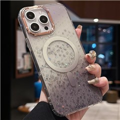 For iPhone 16 Pro Max Case Compatible with MagSafe IMD Bling Glitter PC+TPU Back Cover - Black