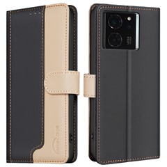 BINFEN COLOR BF33 for Xiaomi 14T Leather Case Splicing Color RFID Blocking - Black