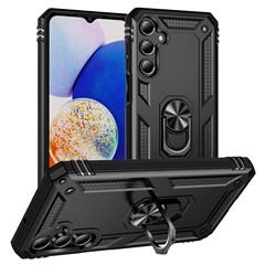 For Samsung Galaxy A16 5G / A16 4G Case PC+TPU Phone Cover with Rotary Ring Kickstand - Black