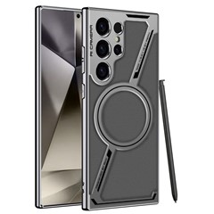 GKK For Samsung Galaxy S23 Ultra Magnetic Case Anti-Scratch PC+TPU+PU Phone Cover - Grey