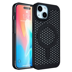Bulk Purchasing For iPhone 15 Plus Magnetic Case Heat Dissipation PC+TPU Phone Cover - Black