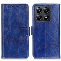 For Xiaomi 14T Pro Case Crazy Horse Texture Leather Phone Wallet Cover - Blue