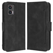 For Motorola Edge 30 Neo 5G PU Leather Multiple Card Slots Cover Side Magnetic Clasp Phone Stand Wallet Case - Black