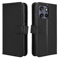 For Motorola Edge 60 Neo 5G / Edge 50 Neo 5G / Moto S50 5G / ThinkPhone 25 5G Case PU Leather Diamond Texture Wallet Phone Cover - Black