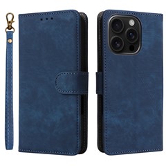 For iPhone 16 Pro Max Wallet Case RFID Blocking PU Leather Cover Stand View - Blue