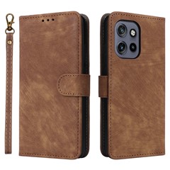 For Motorola Edge 60 Neo 5G / Edge 50 Neo 5G / Moto S50 5G / ThinkPhone 25 5G Wallet Case RFID Blocking PU Leather Cover Stand View - Brown