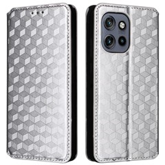 For Motorola Edge 60 Neo 5G / Edge 50 Neo 5G / Moto S50 5G / ThinkPhone 25 5G Wallet Case Rhombus Imprinted Leather Phone Cover - Silver
