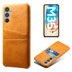 For Samsung Galaxy M35 5G Case Dual Card Slots PU Leather + Hard PC Phone Cover - Orange