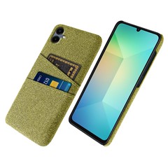 For Samsung Galaxy A06 4G Case Cloth + Hard PC Phone Cover with Dual Card Slots - Yellow