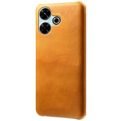 For Xiaomi Redmi 13 4G Case Calf Texture PU Leather Hard PC Protective Phone Cover - Orange