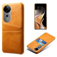 For vivo S19 Pro 5G Case Dual Card Slots PU Leather + Hard PC Phone Cover - Orange