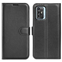 For ZTE Blade A72 5G Anti-drop Folio Flip Phone Case Litchi Texture PU Leather Wallet Stand Scratch-resistant Protective Cover - Black