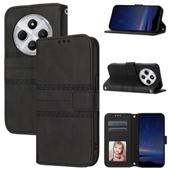 For Xiaomi Poco C75 4G / Redmi 14R 5G / 14C 4G Case Wallet PU Leather Imprinted Pattern Phone Cover - Black