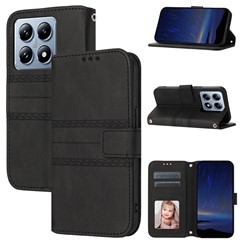 For Xiaomi 14T Case Wallet PU Leather Imprinted Pattern Phone Cover - Black