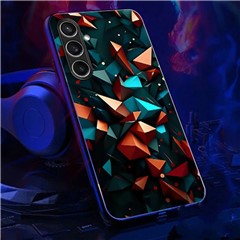 For Samsung Galaxy S24 FE Case Call Flash Series Pattern Printing Tempered Glass + TPU Combo Phone Case - Colorful Diamond Pattern