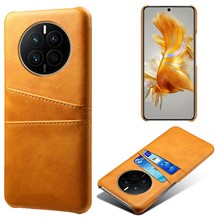For Huawei Mate 50 4G Anti-scratch PU Leather+PC Hard Case Dual Card Slots Protective Phone Cover - Orange