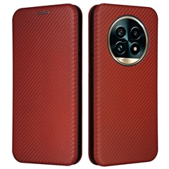 For Realme 13 Pro 5G (Global) / 13 Pro+ 5G (Global) Case Carbon Fiber Texture Drop-Proof PU Leather Phone Cover - Brown