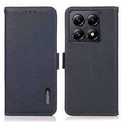 KHAZNEH For Xiaomi 14T Pro Phone Case Genuine Cow Leather Cover RFID Blocking - Blue